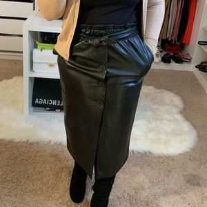 Faux leather midi skirt Zara